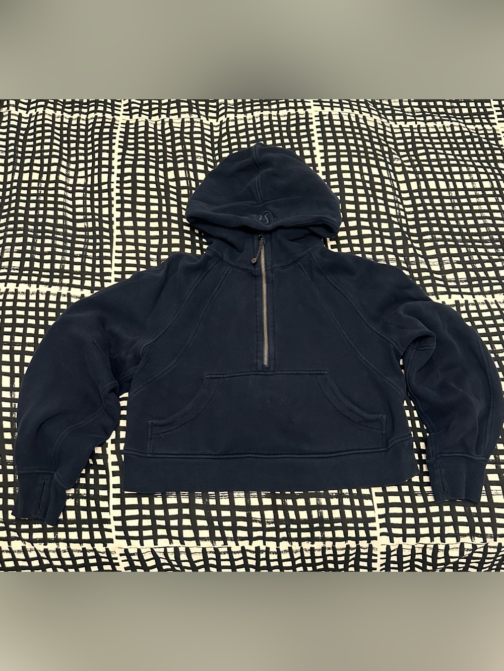 Lululemon Cropped Scuba Hoodie Half Zip Black Womens XS/S